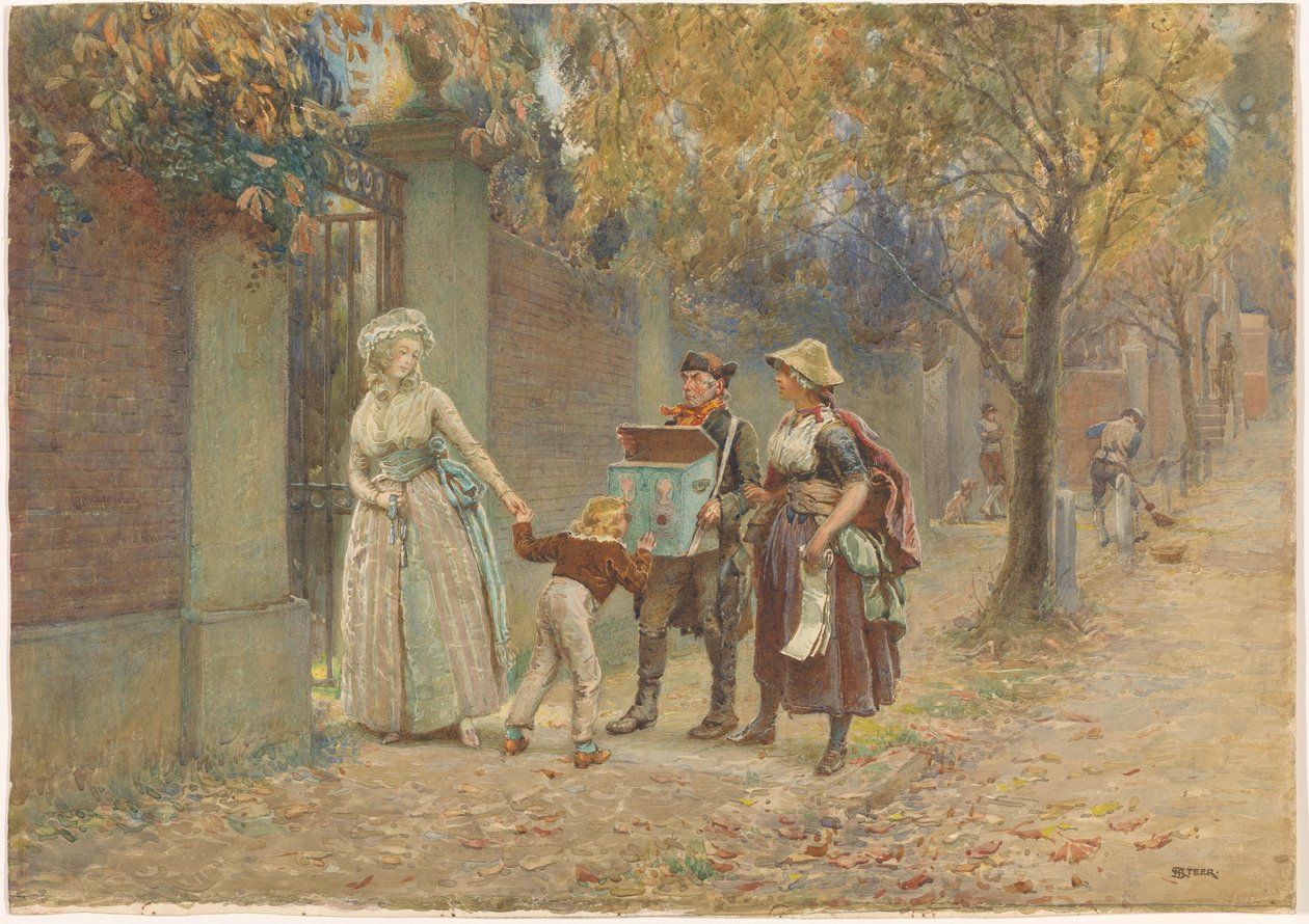 Mężczyzna z szafką i sprzedawczyni piosenek autorstwa Henry Reynolds Steer (signed by artist)