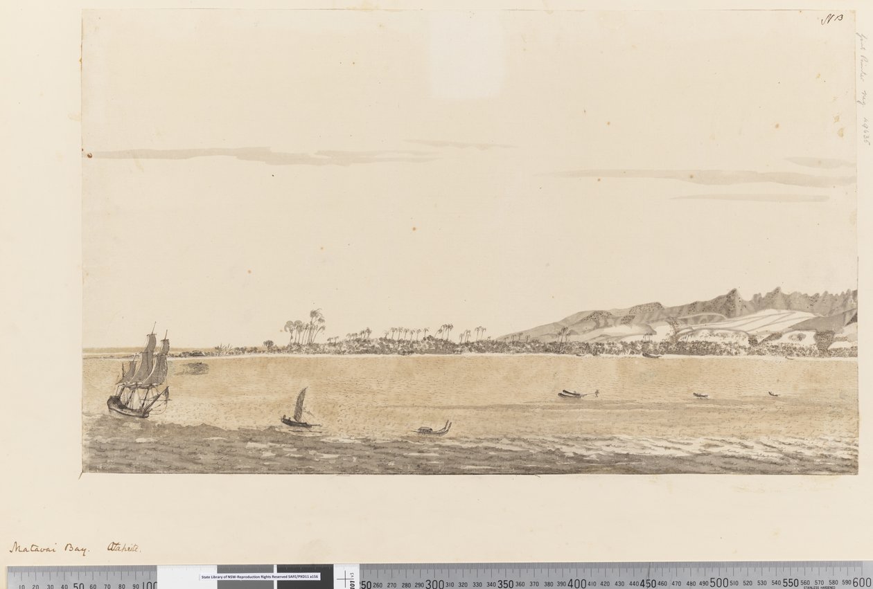 Strona 13 Zatoka Matavai, Otaheite, 1768-75 (wc) autorstwa Henry Roberts