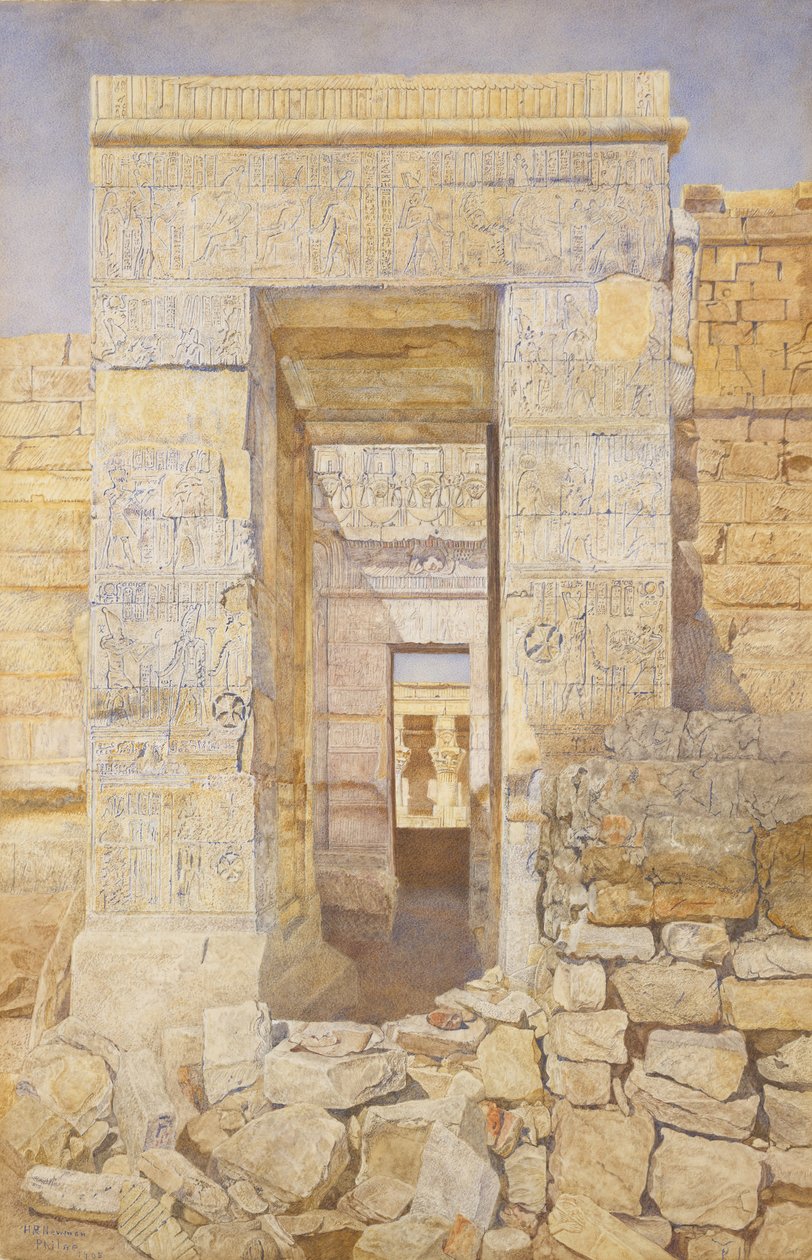 Wejście Wschodnie, Pokój Tyberiusza, Świątynia Izydy, Philae, 1905. autorstwa Henry Roderick Newman