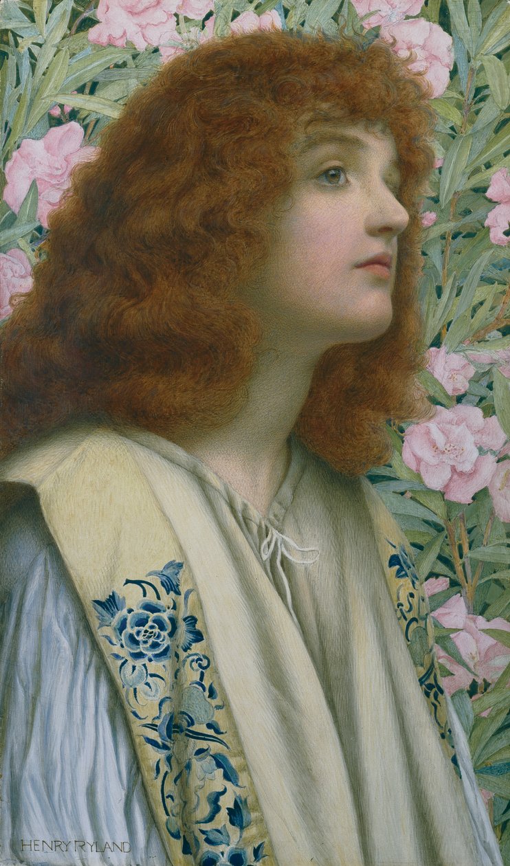 Oleander (gwasz i akwarela na desce) autorstwa Henry Ryland