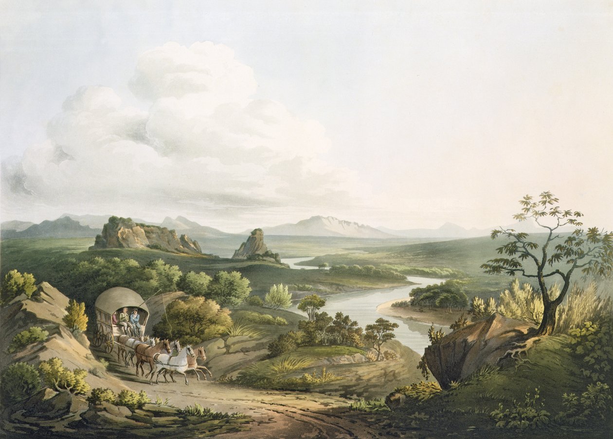 Widok w pobliżu Roode Sand Pass na Przylądku Dobrej Nadziei, ryt. J. Bluck (fl.1791-1831) 1809 (akwatinta) autorstwa Henry Salt