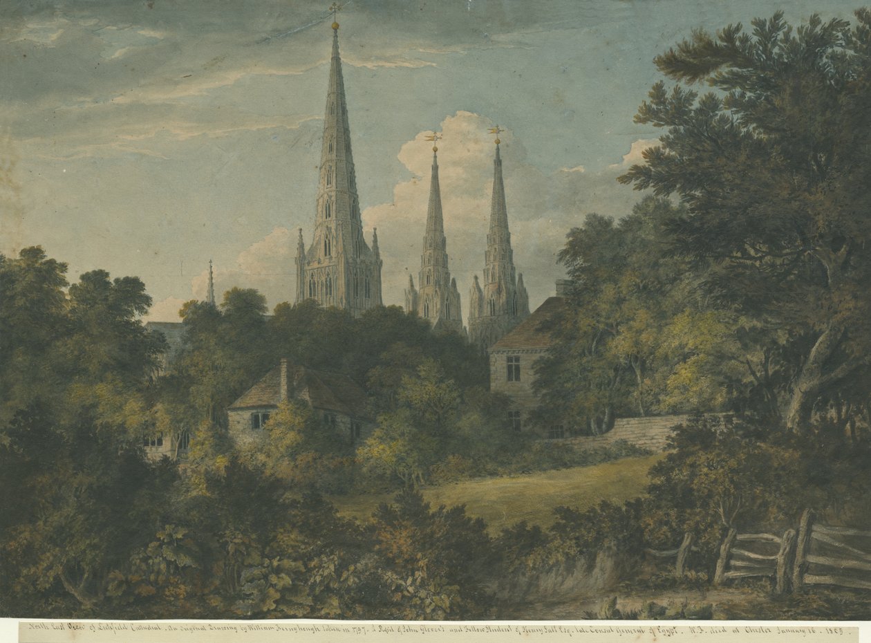 Katedra w Lichfield - widok północno-wschodni: obraz akwarelowy, 1797 autorstwa Henry Salt