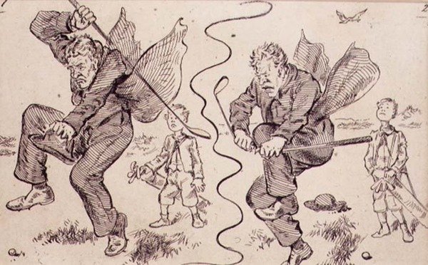 Frustracja na polu golfowym, ilustracja z magazynu „Graphic”, wyd. c.1870 (lito) autorstwa Henry Sandercock