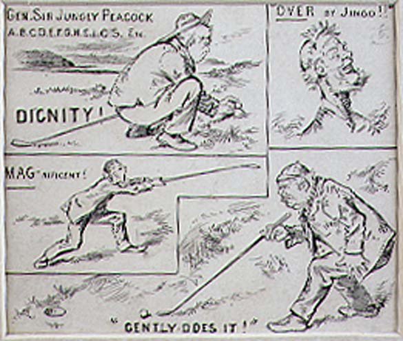 Golfing Moves, ilustracja z magazynu „Graphic”, wyd. c.1870 (lito) autorstwa Henry Sandercock