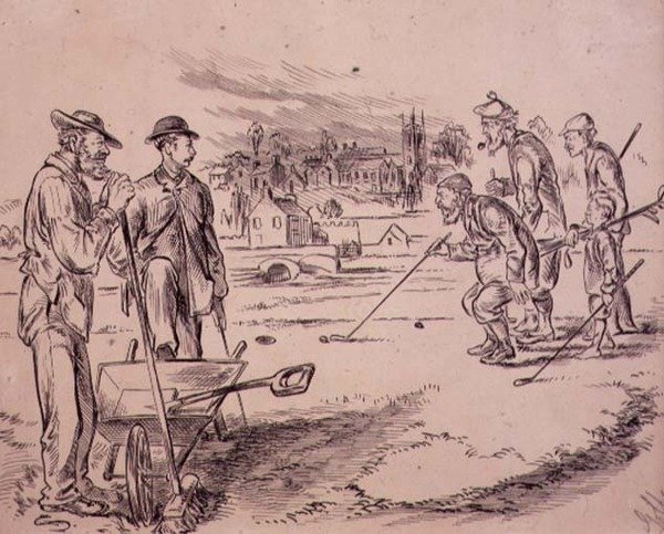 Mierzenie, ilustracja z magazynu „Graphic”, wyd. c.1870 (lito) autorstwa Henry Sandercock