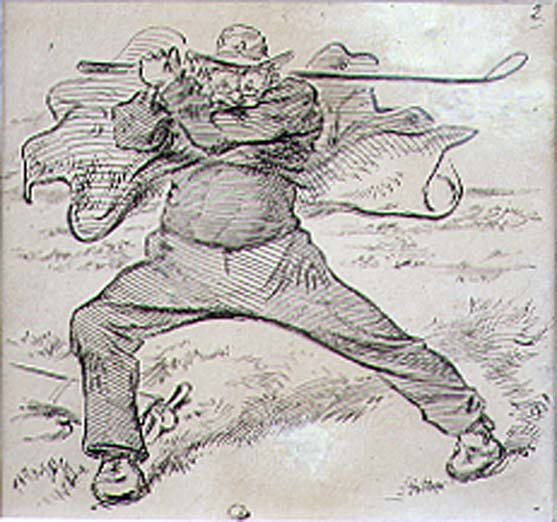The Chaotic Golfer, ilustracja z magazynu „Graphic”, wyd. c.1870 (lito) autorstwa Henry Sandercock
