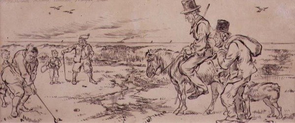 Trudny Putt, ilustracja z magazynu „Graphic”, wyd. C. 1870 (lito) autorstwa Henry Sandercock