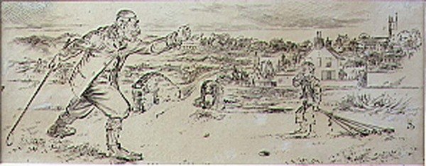 The Furious Golfer, ilustracja z magazynu „Graphic”, wyd. c.1870 (lito) autorstwa Henry Sandercock