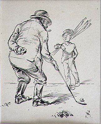 The Last Putt, ilustracja z magazynu „Graphic”, wyd. c.1870 (lito) autorstwa Henry Sandercock