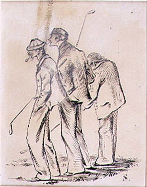 The Lethargic Golfers, ilustracja z magazynu „Graphic”, wyd. c.1870 (lito) autorstwa Henry Sandercock