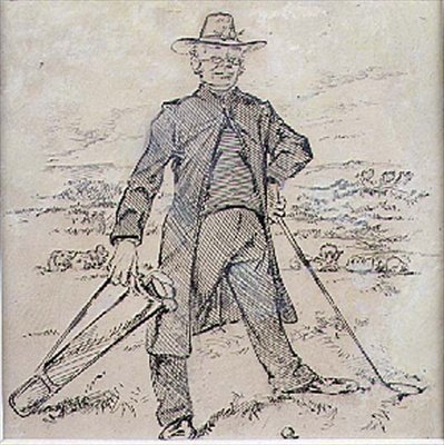 Zamyślony golfista, ilustracja z magazynu „Graphic”, wyd. c.1870 (lito) autorstwa Henry Sandercock