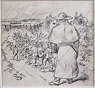The School Boy Golfers in the Rain, ilustracja z magazynu „Graphic”, wyd. c.1870 (lito) autorstwa Henry Sandercock