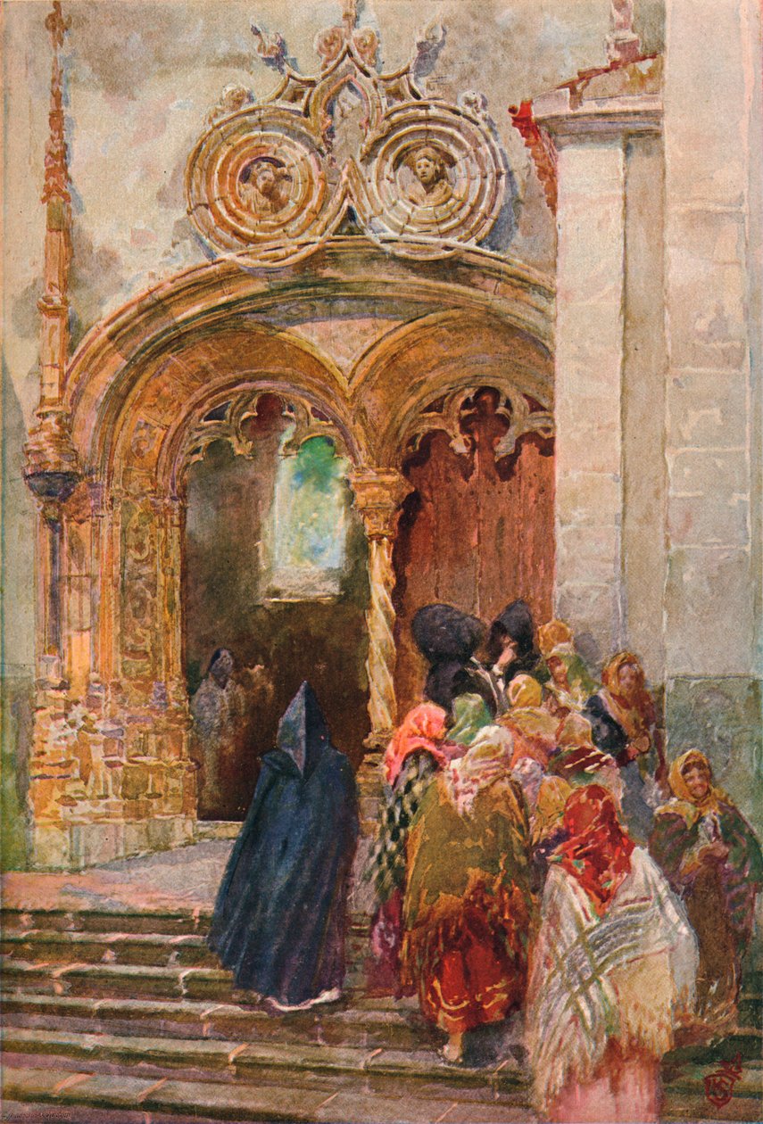 Południowe drzwi kościoła Matriz, Ponta Delgada, c1899 autorstwa Henry Sandham
