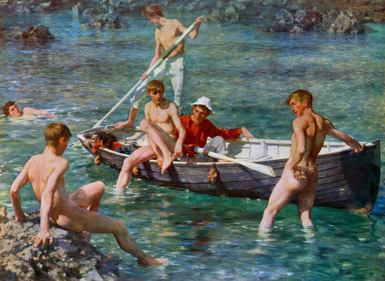 Rubin, złoto i malachit, 1902, 1912. autorstwa Henry Scott Tuke