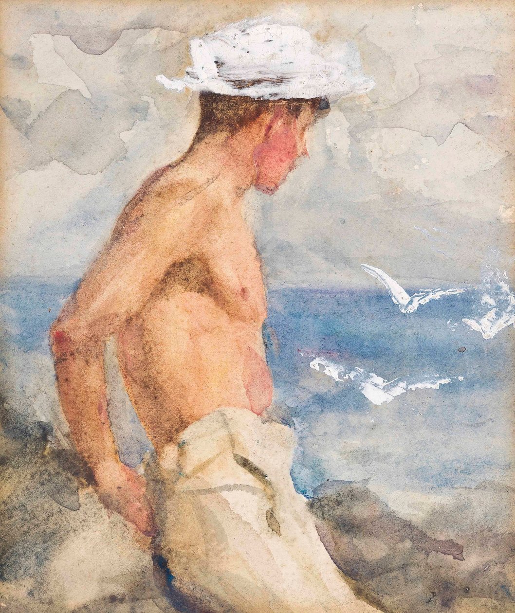 Studium młodego mężczyzny spoglądającego na morze autorstwa Henry Scott Tuke