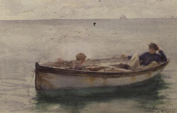 Dwóch chłopców w łodzi wiosłowej autorstwa Henry Scott Tuke