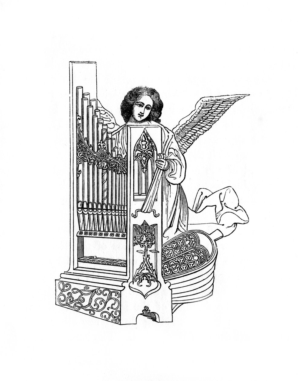Anioł i organy, początek XVI w., 1843 r. autorstwa Henry Shaw