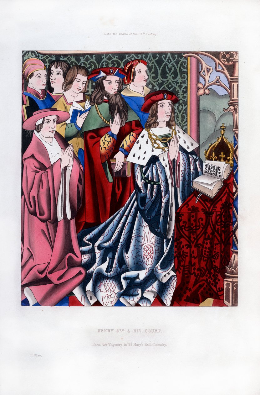 Henryk VI i jego dwór, połowa XV w., 1843 r. autorstwa Henry Shaw