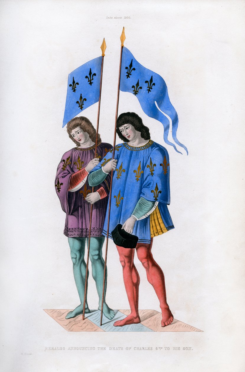 Heroldowie ogłaszający śmierć Karola VI jego synowi, ok. 1500, 1843 r. autorstwa Henry Shaw