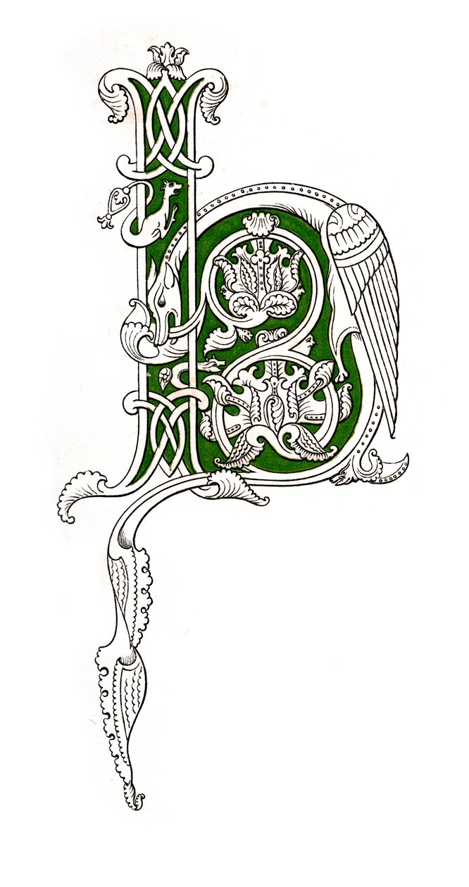 Pierwsza litera H, XII wiek, 1843. autorstwa Henry Shaw