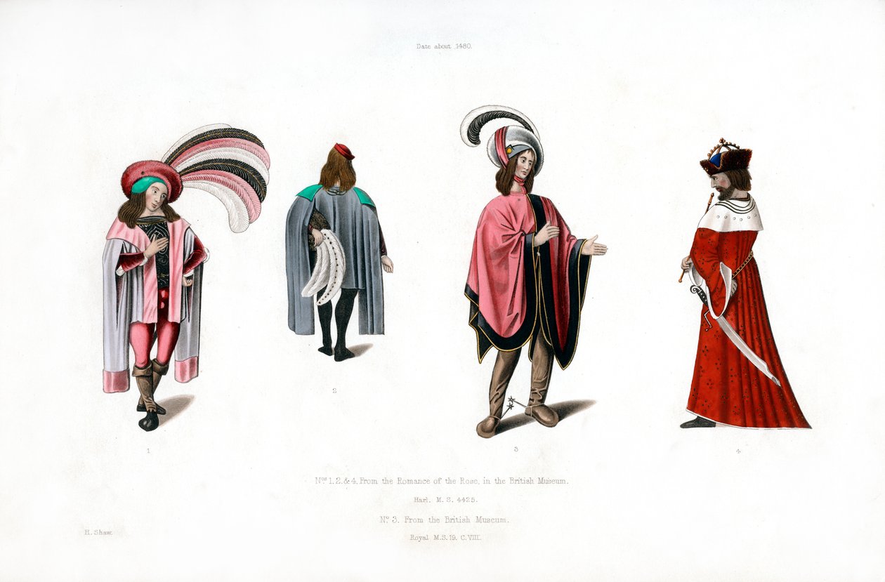 Strój męski, ok. 1480, 1843 r. autorstwa Henry Shaw