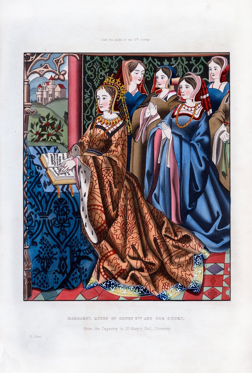 Małgorzata, królowa Henryka VI i jej dwór, połowa XV w., 1843 r. autorstwa Henry Shaw