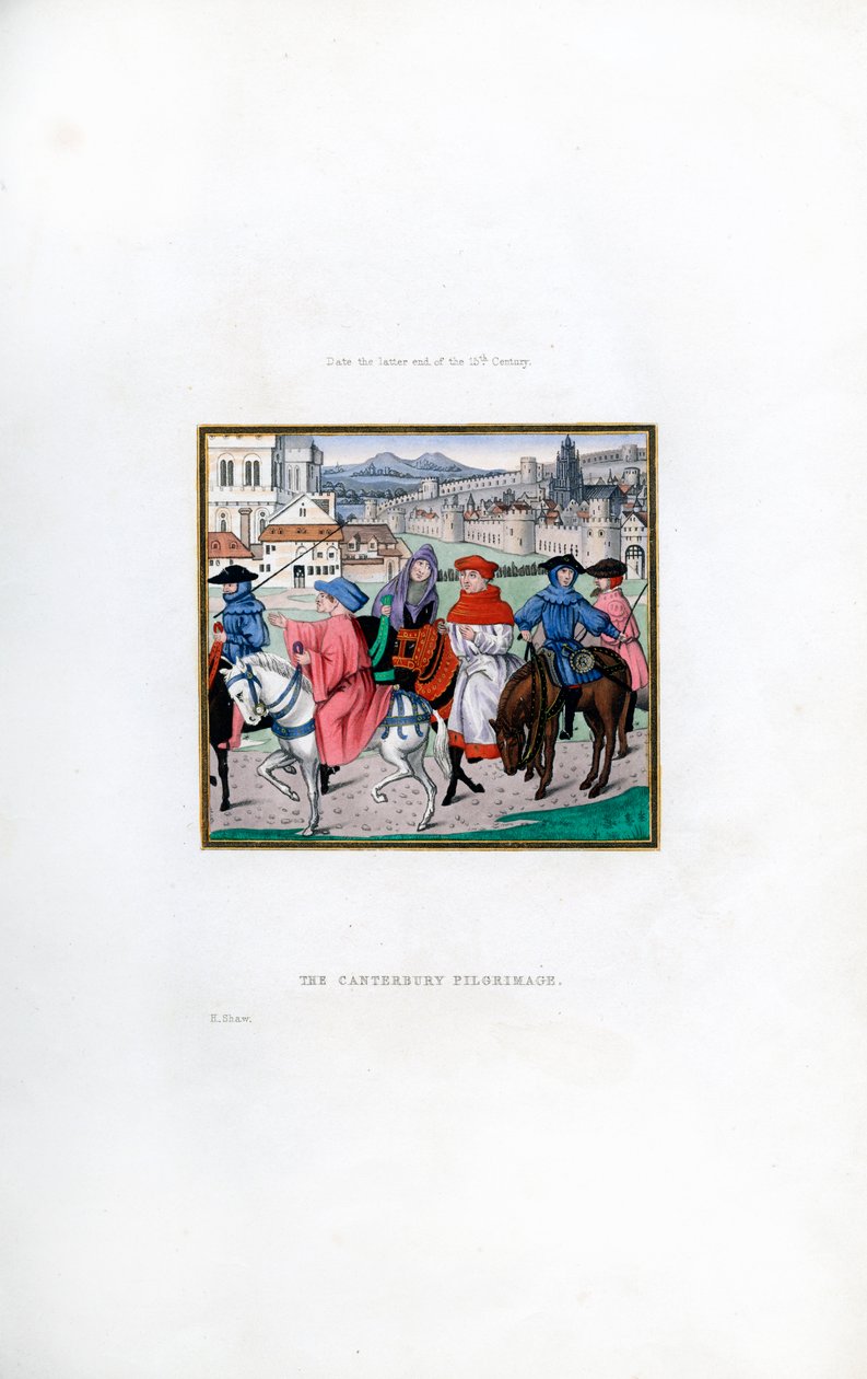 Pielgrzymka do Canterbury, koniec XV wieku, 1843. autorstwa Henry Shaw