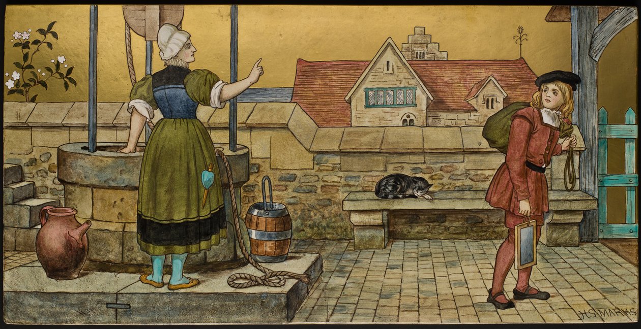 Uczeń, tablica przedstawiająca ilustrację z Siedmiu Wieków Szekspira, wyroby Minton, Staffordshire, 1874 (ceramika emaliowana) autorstwa Henry Stacey after Marks