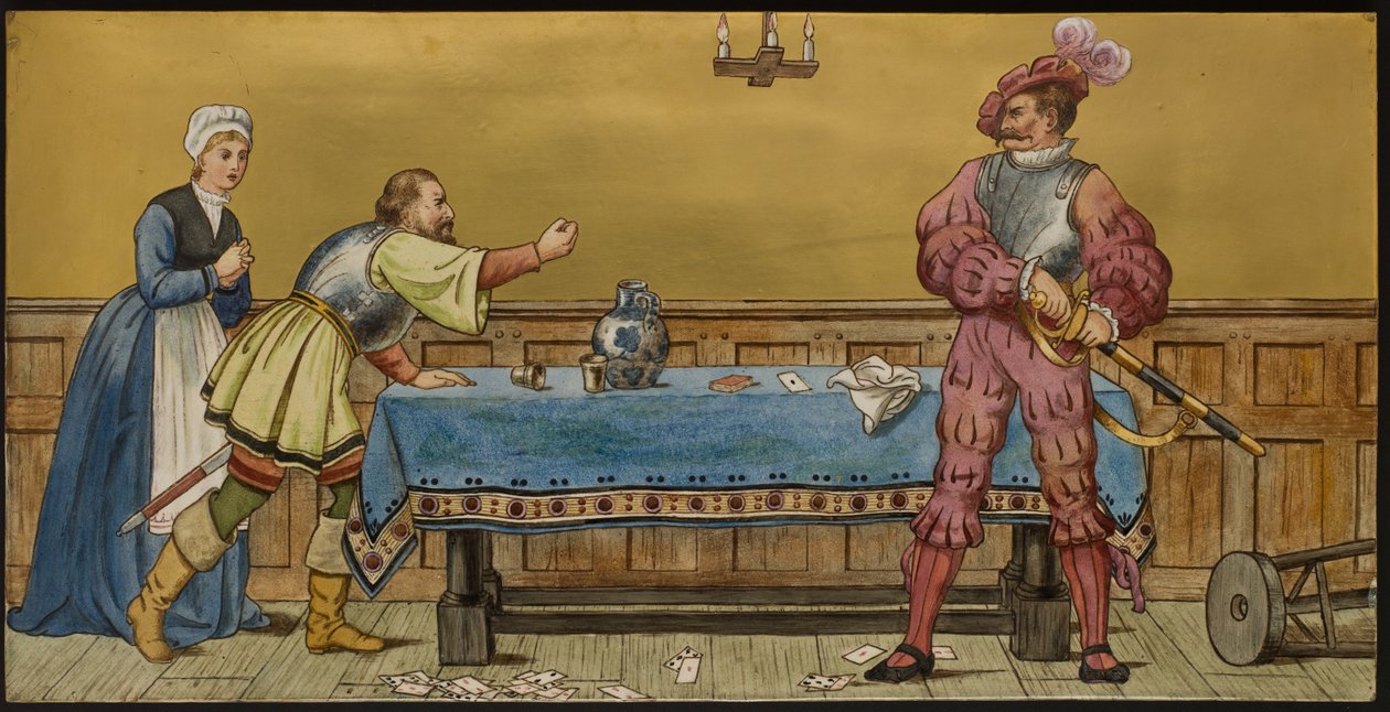 Żołnierz, tablica przedstawiająca ilustrację z Siedmiu Wieków Szekspira, wyroby Minton, Staffordshire, 1874 (ceramika emaliowana) autorstwa Henry Stacey after Marks