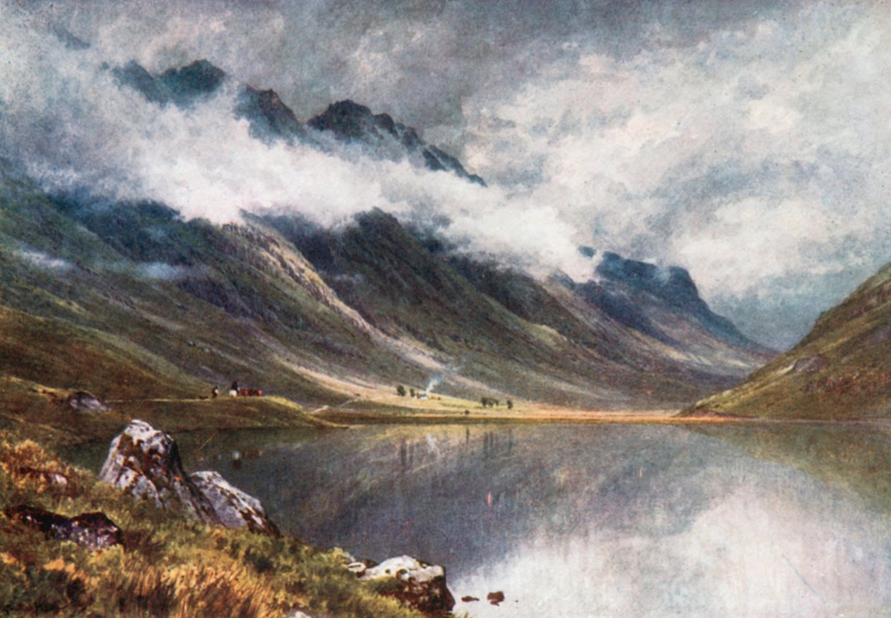 Loch Triochatan, wejście do Glencoe, Argyllshire (kolorowa litografia) autorstwa Henry Sutton Palmer