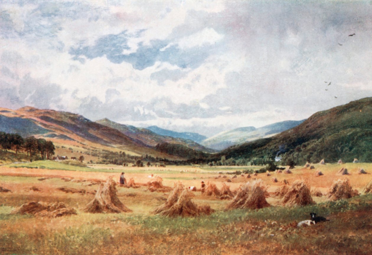 Patrząc w górę Glen Lochy w pobliżu Killin, Perthsire (kolorowa litografia) autorstwa Henry Sutton Palmer