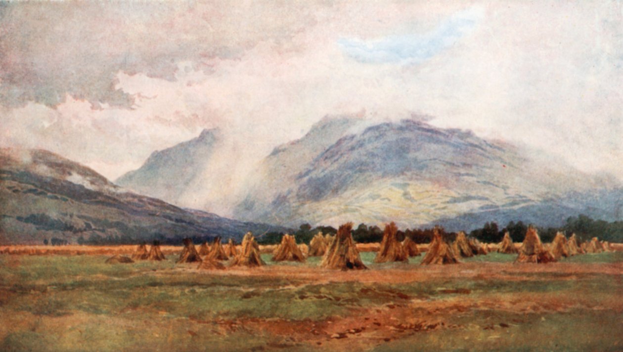 Mokry czas żniw w pobliżu Dalmally, Argyllshire (kolorowa litografia) autorstwa Henry Sutton Palmer