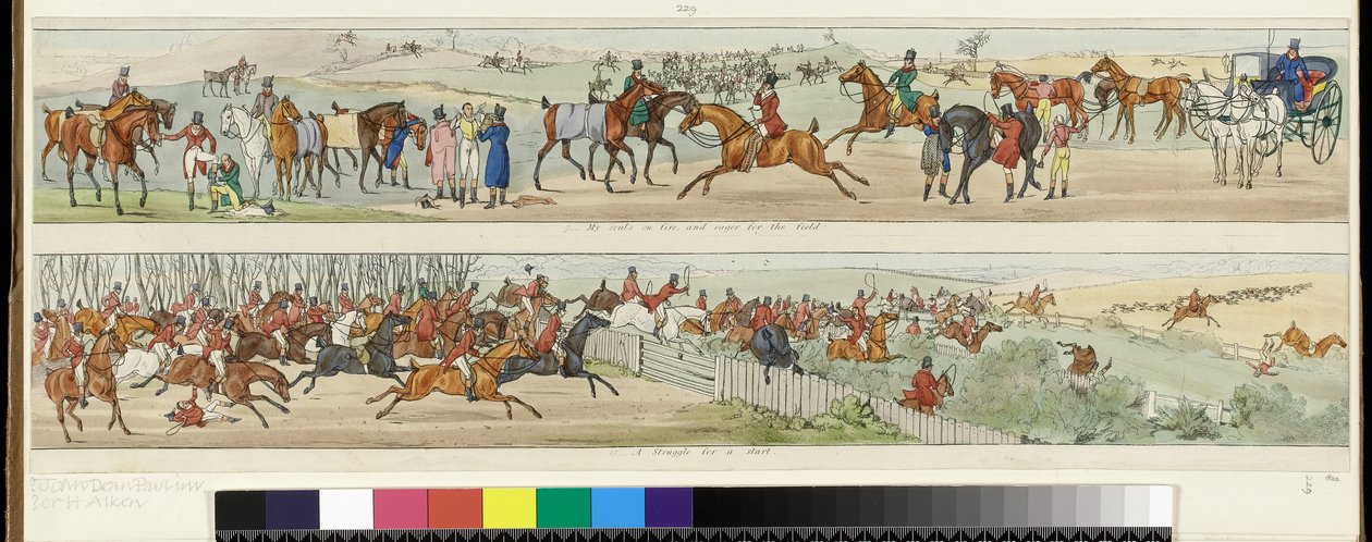 9. Moja dusza płonie i jest chętna na pole! 10. Walka na początek. Polowanie do Melton Mowbray, 1822 autorstwa Henry Thomas Alken