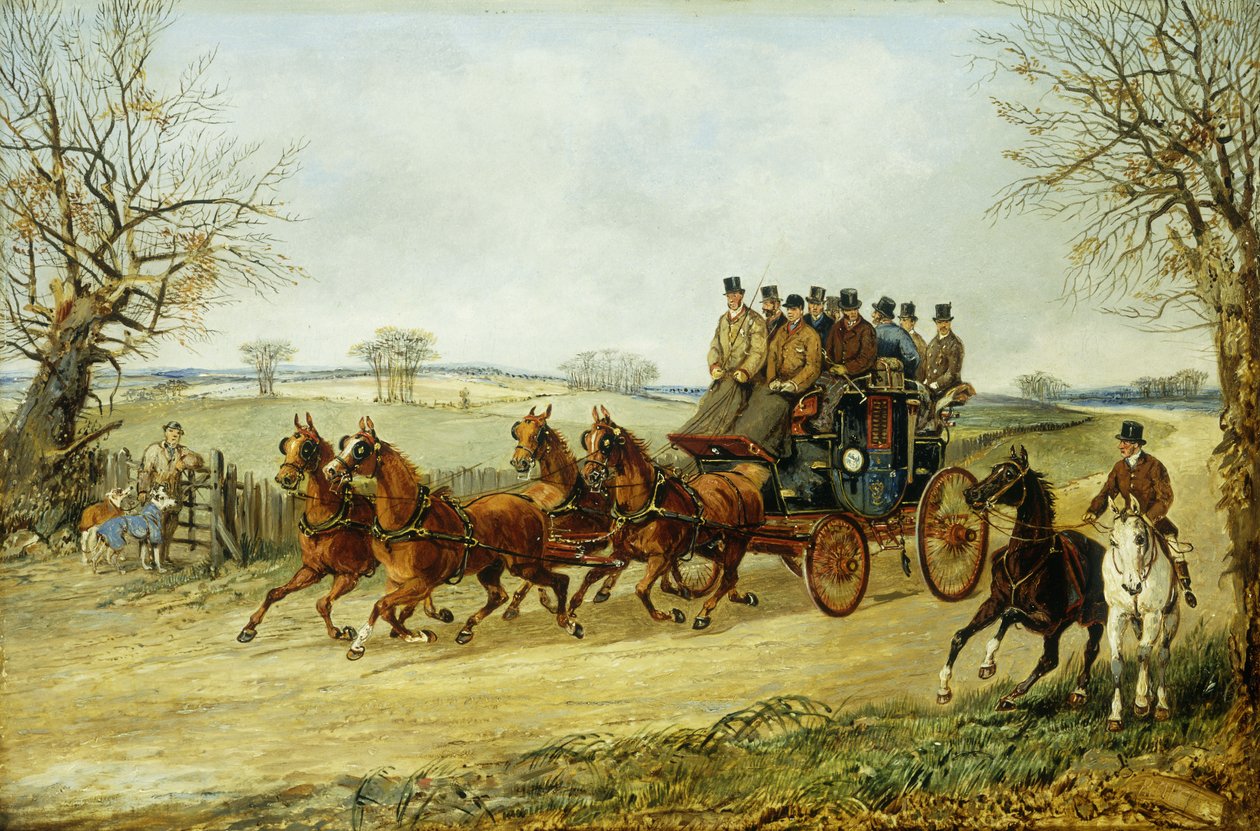 Trener i czwórka na jesiennej drodze, autorstwa Henry Thomas Alken