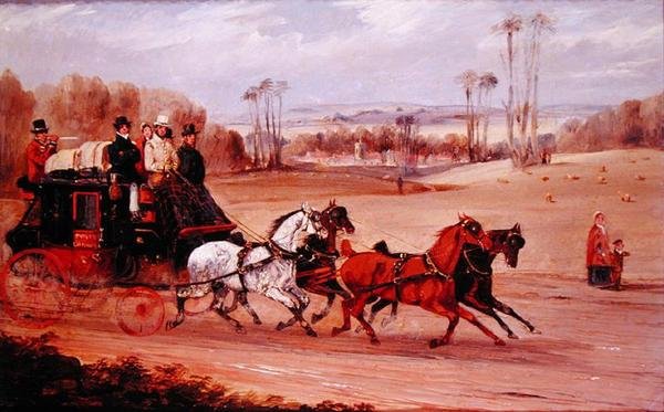 Dover to London Coach (olej na panelu) autorstwa Henry Thomas Alken