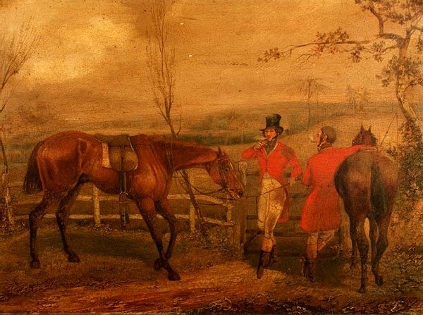 Łowcy palący przy płocie (para 63919) autorstwa Henry Thomas Alken