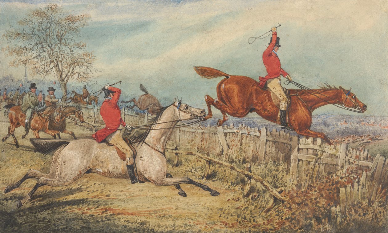Ilustracja do „The Analysis of the Hunting Field” R. S. Surteesa: Skok: „To wykluczy wielu i uczyni rzecz selektywną” autorstwa Henry Thomas Alken