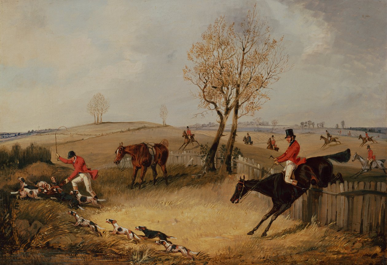 Przez płot (olej na płótnie) autorstwa Henry Thomas Alken