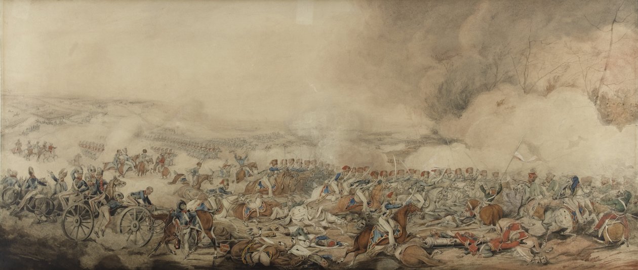 Bitwa pod Waterloo, 18 czerwca 1815 (ołówek i wc na papierze) autorstwa Henry Thomas Alken