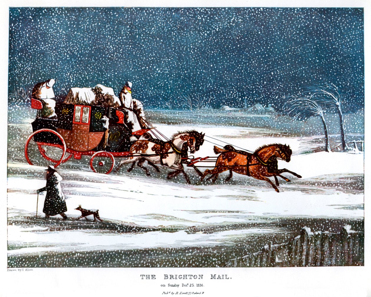 Brighton Mail w Boże Narodzenie, 1836 1905. autorstwa Henry Thomas Alken