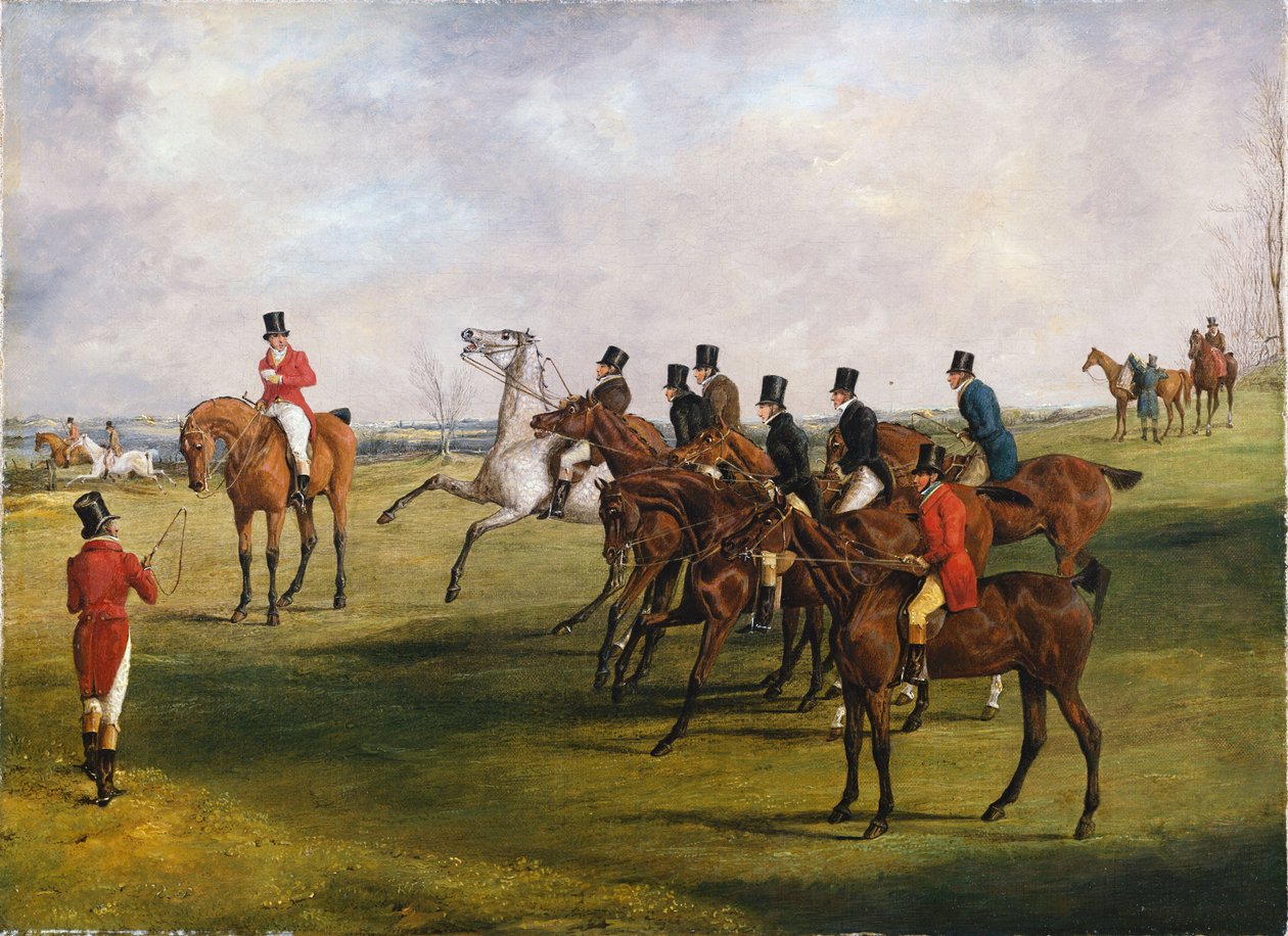 Grand Leicestershire Steeplechase, 12 marca 1829: Start autorstwa Henry Thomas Alken