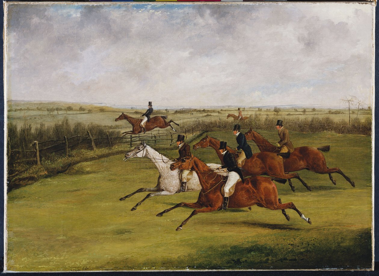 Grand Leicestershire Steeplechase, 12 marca 1829: The Field Becomes Select autorstwa Henry Thomas Alken