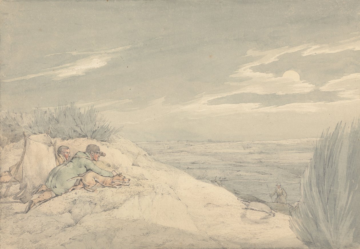 „Narodowe sporty Wielkiej Brytanii” 1821: Łapanie borsuków autorstwa Henry Thomas Alken
