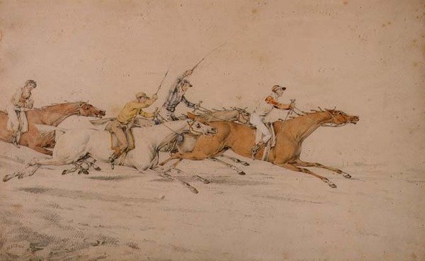 Ostatnie dwie sekundy (ołówek i akwarela) (para 85459) autorstwa Henry Thomas Alken