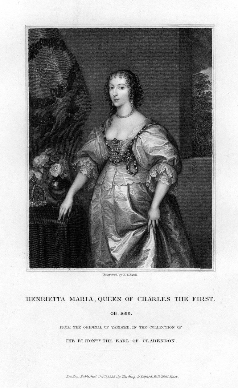 Królowa Henrietta Maria, królowa małżonka Karola I, 1833 autorstwa Henry Thomas Ryall