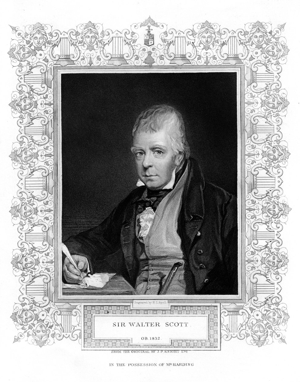 Sir Walter Scott, 1. baronet, płodny szkocki powieściopisarz historyczny i poeta, XIX wiek autorstwa Henry Thomas Ryall