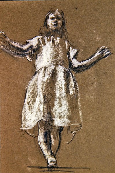 Studium do postaci Rosamundy, ok. 1900 (kreda na papierze) (rekto 367145) autorstwa Henry Tonks