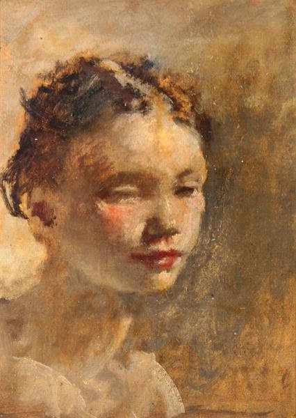 Głowa dziewczyny, ok. 1930 (olej na pokładzie) autorstwa Henry Tonks