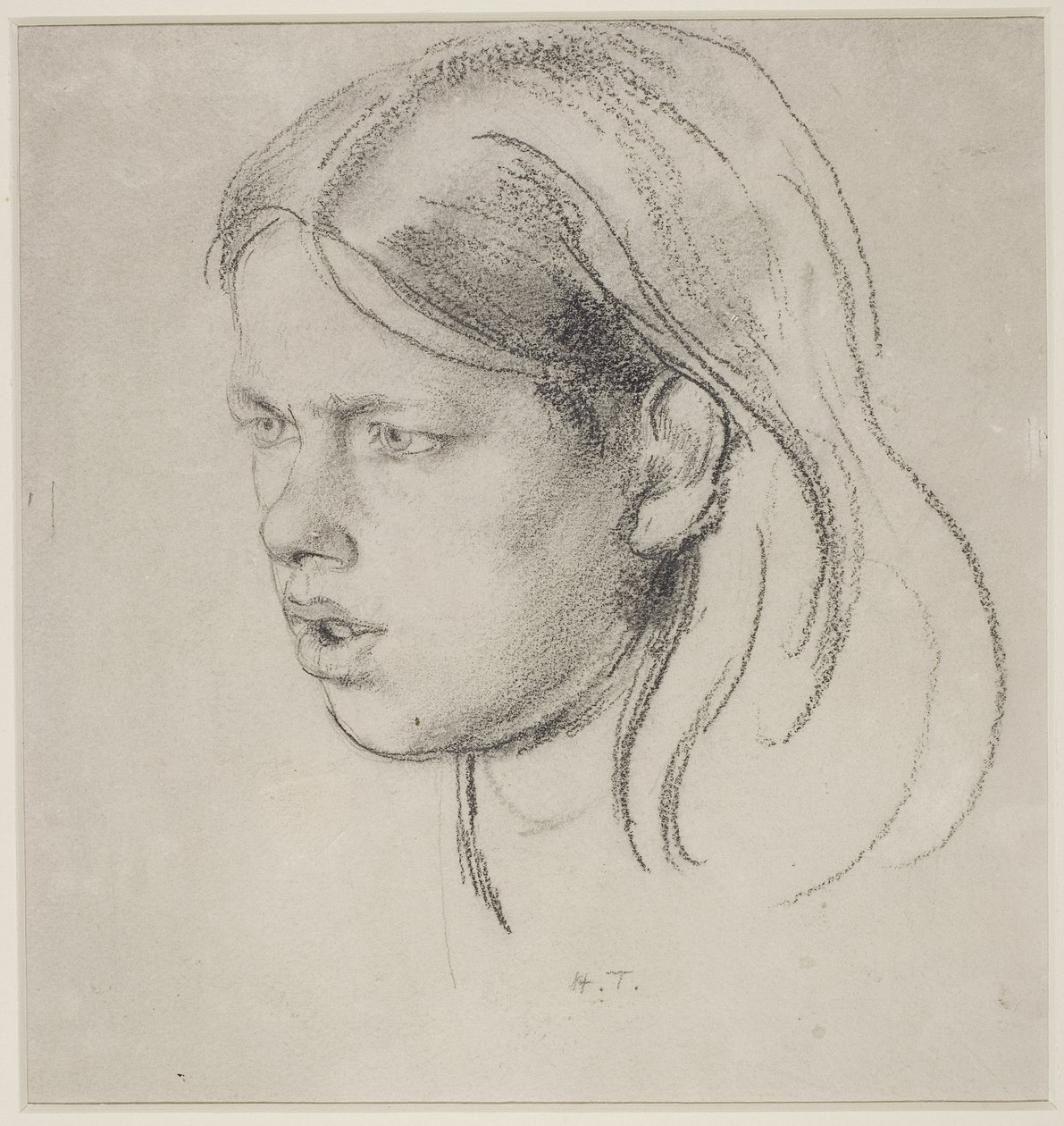 Głowa dziewczyny (kreda na papierze) autorstwa Henry Tonks