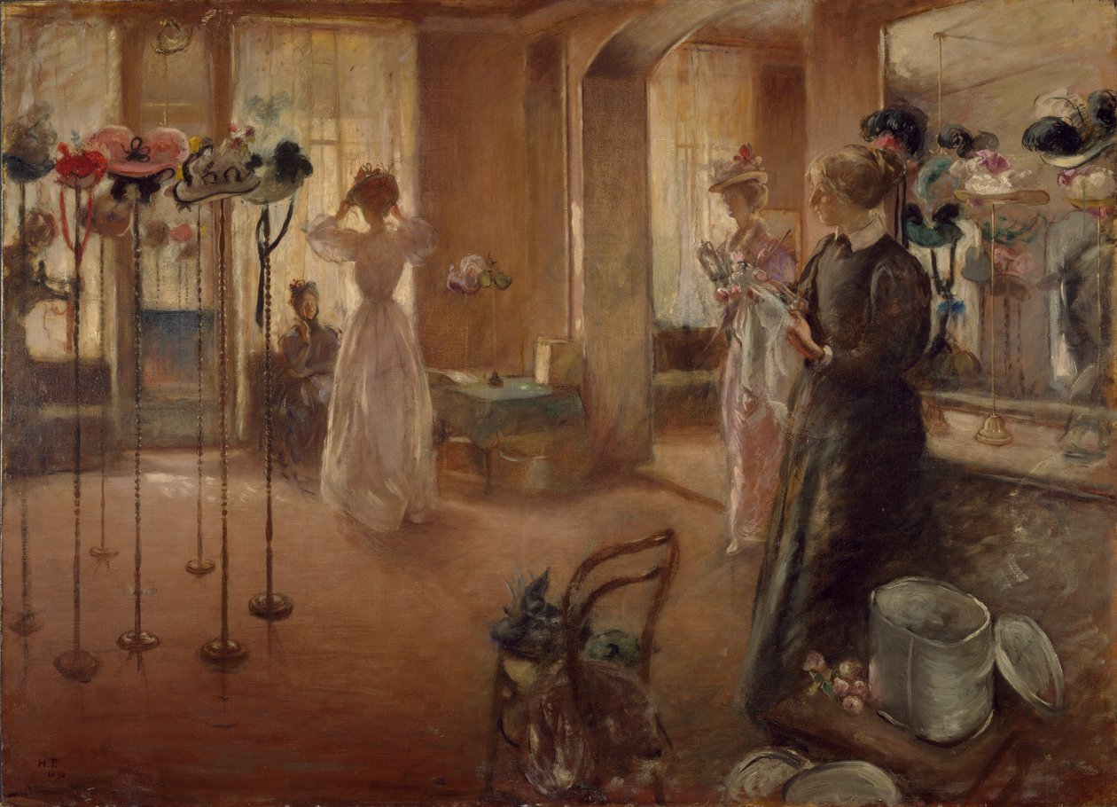 Sklep z kapeluszami autorstwa Henry Tonks